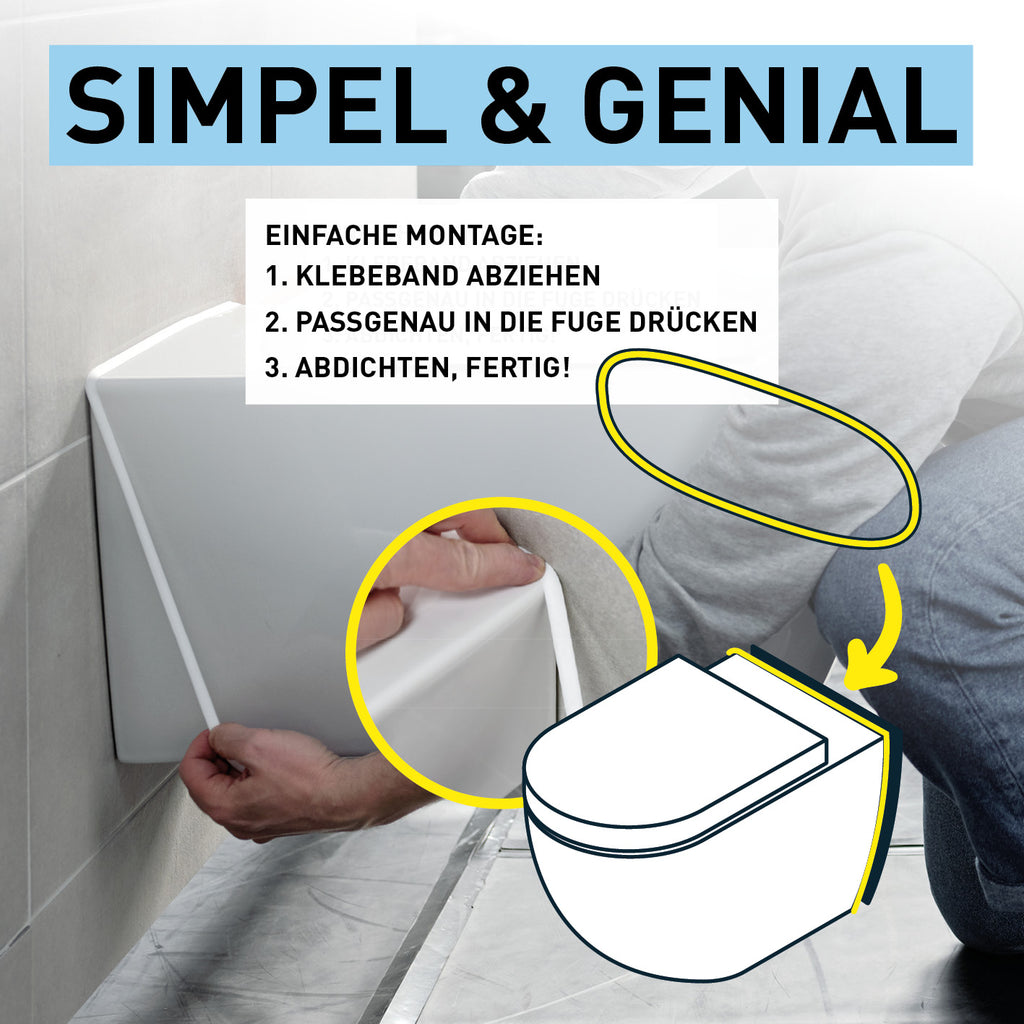 Einfache Anwendung, der Fugenring wird über ein WC gestülpt.
