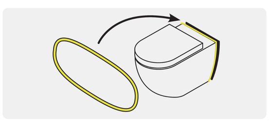 Der Fugenring wird über ein WC gestülpt. 