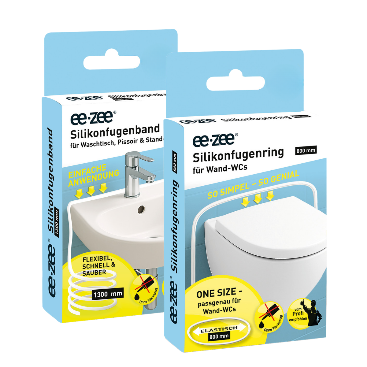 Verpackung von den ee zee Produkten. 